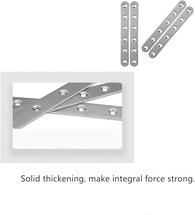 Stainless Steel Straight Brace, 4PCS Flat Straight Braces for Wood, Stainless Steel Straight Brackets with Screws