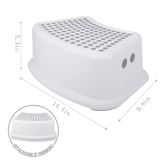 Step Stool for Kids (2 Pack), Toddlers Stool for Potty Training, Bathroom, Kitchen, Bedroom, Toy Room and Living Room. Toilet Stools with Soft Anti-Slip Grips for Safety, Stackable (Grey)