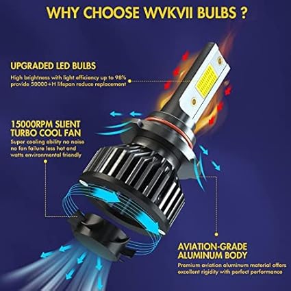 Fit For Subaru Outback (2005-2014) LED Bulbs 9005/HB3 High Beam + H7 Low Beam Led Bulbs kit, Super Bright 6000K Cool White,Pack of 4