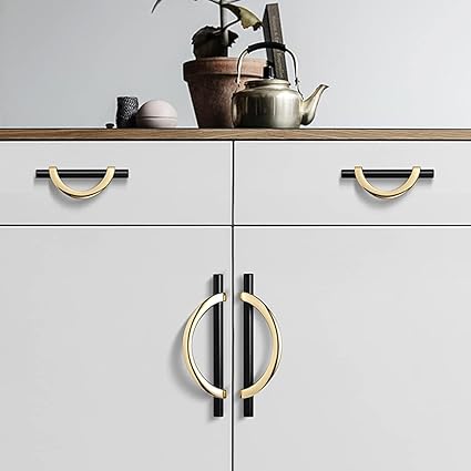 Light Luxury Cabinet Cupboard Pulls Half Moon Wardrobe Handle Bedroom Kitchen Drawer Door Pulls Simple Design Cabinet Pulls Antique and Knobs, Gold