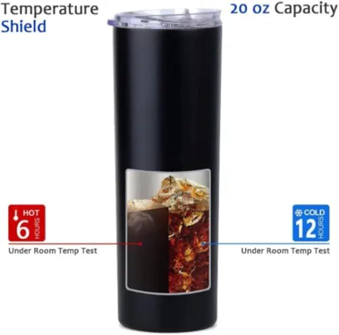Sublimation Tumblers 20 oz Skinny Straight, Sublimation Blanks Double Wall Stainless Steel Skinny Tumbler with Lid