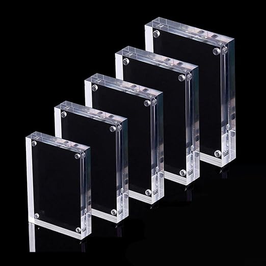 Acrylic Picture Frames 5 Sizes, Clear Picture Frames Freestanding Double Sided Magnetic Acrylic Frameless Transparent Square Frame For Desktop Display(7 x 12cm)