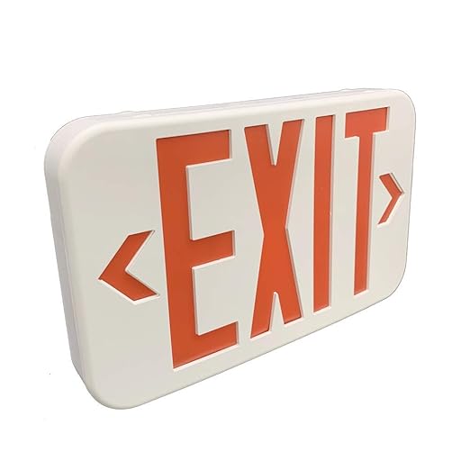 Basics LED Emergency Exit Sign, UL Certified, 2-Pack, Double Face Exit with Battery Backup, white (Previously Commercial brand)