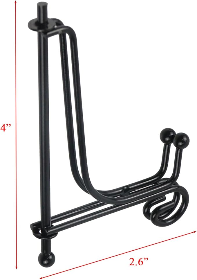 Xiaoyztan Plate Display Easel Universal Iron Wire Stand Holder For Picture Frame Photos Cllectibles Teabrick Decors 4 IN Height 5 Pcs
