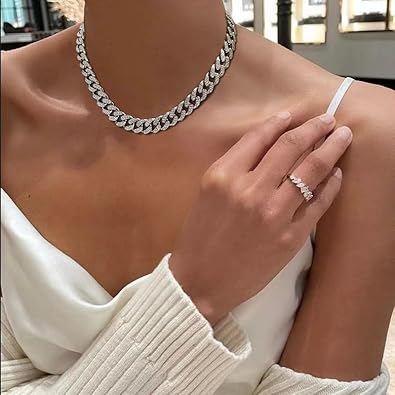 Tennis Necklace Bracelet for Women, Sterling Sliver, Dainty Chocker Necklace, Crystal Bracelet for Womwnen, Wedding Jewelry for Bride, Sparkly Party Prom Hypoallergenic