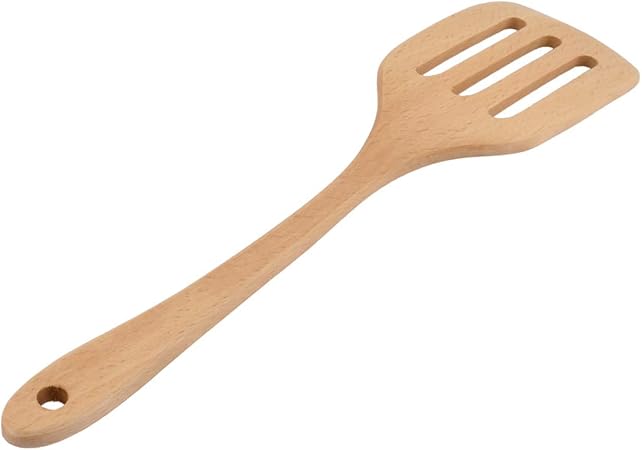 uxcell Wooden Hollow Design Cooking Ware Frying Turner Spatula Wood Color