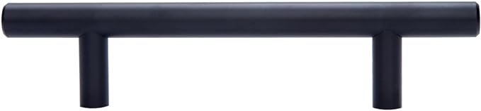Basics Euro Bar Cabinet Handle (12-inch Diameter), 5.38 in Length (3 in Hole Center), Flat Black, Pack of 10, AB1500-FB-10