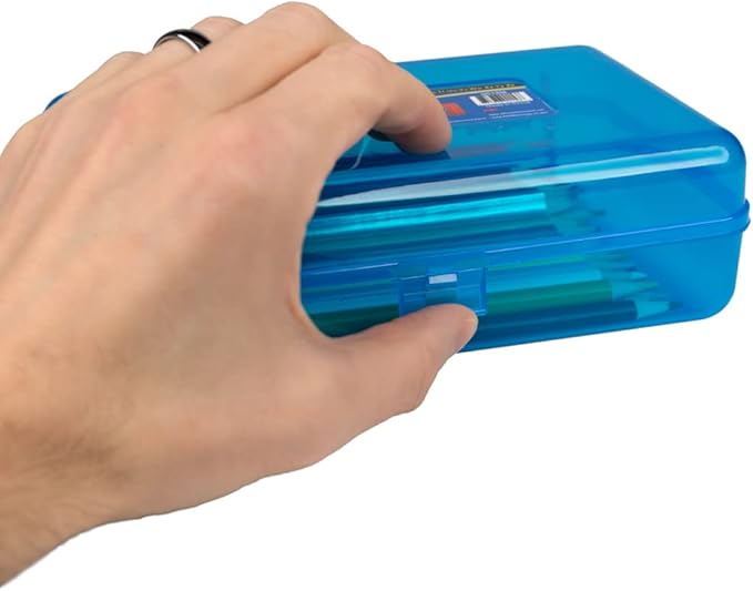 Craft County Transparent Pencil Box Colored Utility Box Storage Office Supplies Organizer Clear