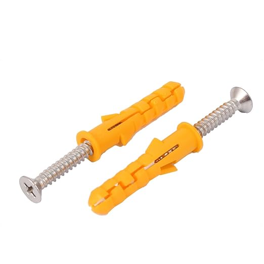 IIVVERR 25pcs 8mmx40mm Plastic Wall Screw Anchor Plugs w Phillips Flat Head Screws (25pcs 8mmx40mm Tapones de anclaje de tornillo de pared de plastico w Tornillos de cabeza plana Phillips