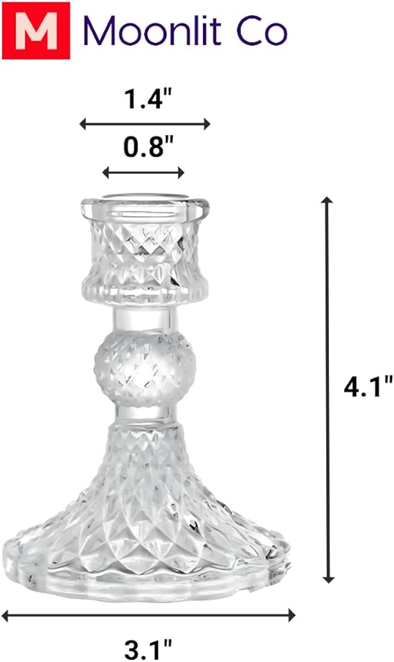 Glass Candlestick Holder. 1 Piece. Clear Glass Candle Holders. Glass Taper Candle Holders. Classy Home Decoration. Dining Table Center Pieces. Weddings, Valentine's Day, Parties. Elegant Decoration.