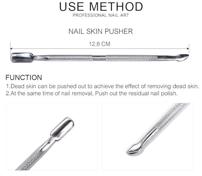 Nail Cuticle Pusher and Spoon Cleaner Professional Stainless Steel Double Ended Cuticle Remover Nail Cutter Manicure Pedicure Nail Care Tool (size-1)