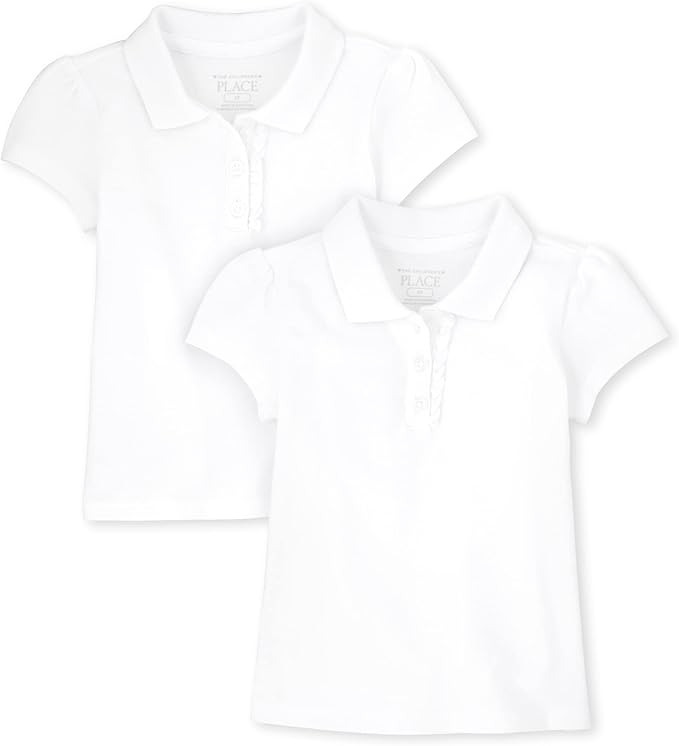 The Children's Place Girls' Toddler Mulipack Short Sleeve Ruffle Pique Polos
