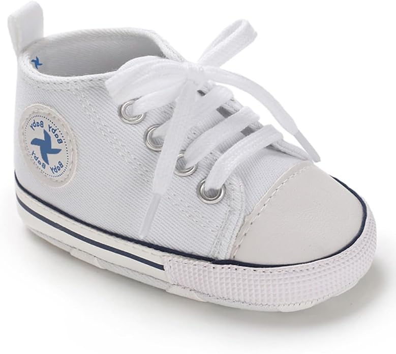 Newborn Baby Girls Boys Canvas Shoes Infant Soft Sole Slip On First Walkers Sneaker Toddler Flat Loafers High Top Crib Denim Unisex Moccasins Shoe