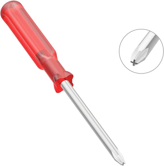 FOCMKEAS 2PCS Mini Phillips Screwdriver, 2.5mm Cross Head with Red Non-slip Handle for Small Appliances, 2.56"(65mm) Total Length, Non-magnetic