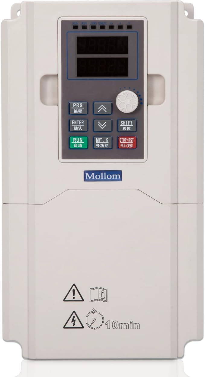 MOLLOM VFD 220V 7.5KW 32A 10HP Single or Three Phase Input to 3 Phase 0-3000 Hz Output Variable Frequency Drive Control Inverter for Spindle Motor CNC Speed Control