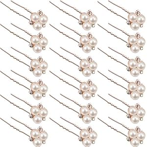 WILLBOND 18 Pcs Pearl Hair Pins Bridal Wedding Hair Accessories Crystal Bobby Pin for Brides Bridesmaids Flower Women Girls(Rose Gold)