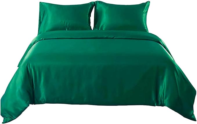 4 Pcs Silk Satin Sheet Set Luxury Bedding Sets -, 1 Fitted Sheet, 1 Flat Sheet and 2 Pillow Shams.(Teal,Twin)