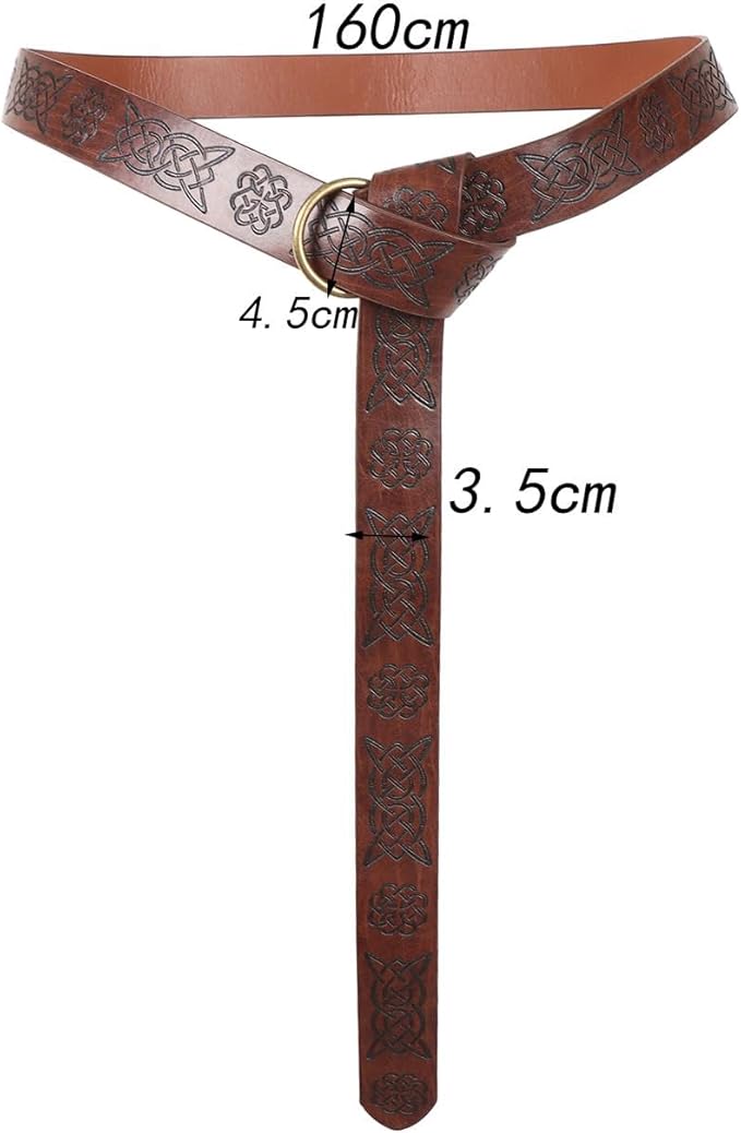 5xMen Medieval Knight PU Leather Belt Halloween Costume Vintage Embossed Pattern Knight Waist Belt for Carnival Halloween