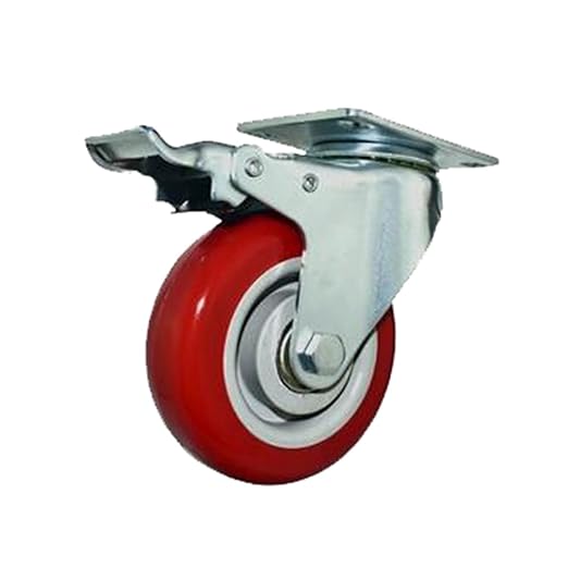 3 4 5 inch Heavy-Duty Polyurethane Silent Universal Wheels with Brake Wheels, Soft Rubber Industrial Trolley casters, Load-Bearing 100kg/pc (Color : Brake Wheel, Size : 4inch)