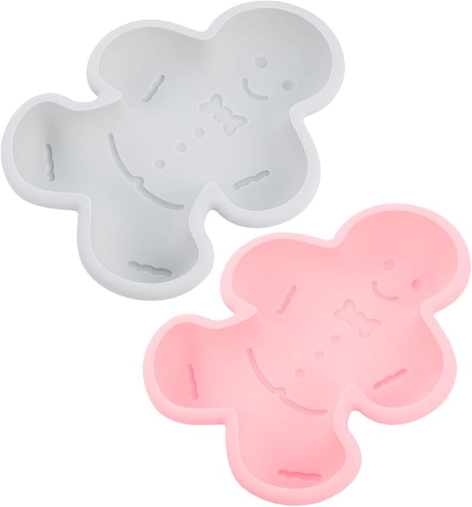 DOITOOL Silicone Cake Molds 2pcs Christmas Gingerbread Man Molds Christmas Silicone Mold Candy Molds Trays for Christmas Baking Gingerbread Cake Muffin Cookie Making Chocolates Silcone Molds