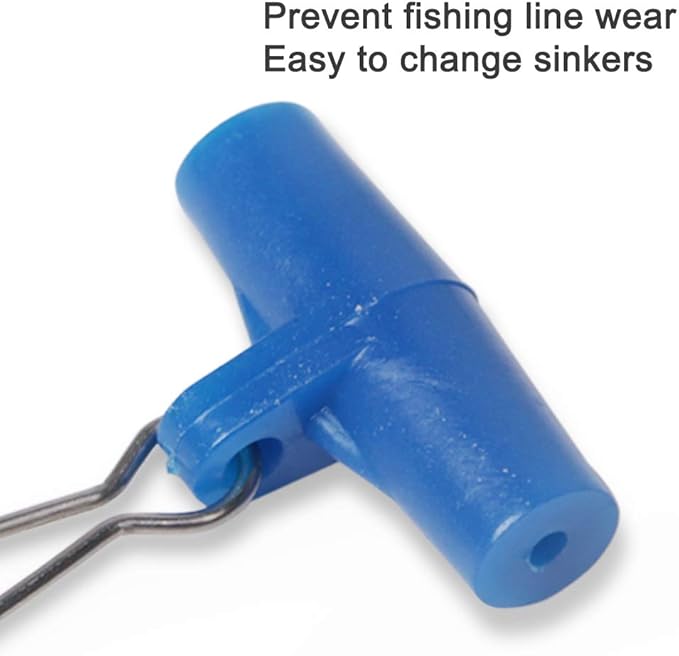 Dr.Fish Fishing Sinker Slides, 30-100 Pack Duo Lock Snap Sliding Swivels Fishing Line Slider Sinker Weight Connectors Saltwater Surf Fishing Rigs Catfishing Sliding Rig Bottom Rigs Fish Finder Rig