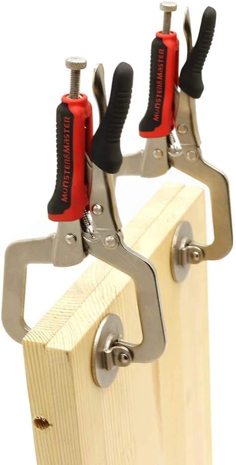 Monster Master 6" C clamp Face Clamp Locking Plier with Larger Flat Swivel Pads for Woodworking, Welding and Pocket Hole Joinery, 2-Piece