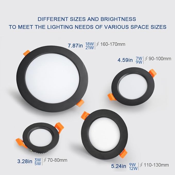 12W LED Recessed Ceiling Lights 145mm Natural White 4000K 12W 240LM, Cut ?110-130mm, AC110-240V Ultra Slim Downlights, LED Panel Light for Living Room Hallway, 4 Pack