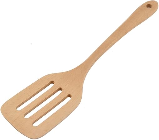 uxcell Wooden Hollow Design Cooking Ware Frying Turner Spatula Wood Color