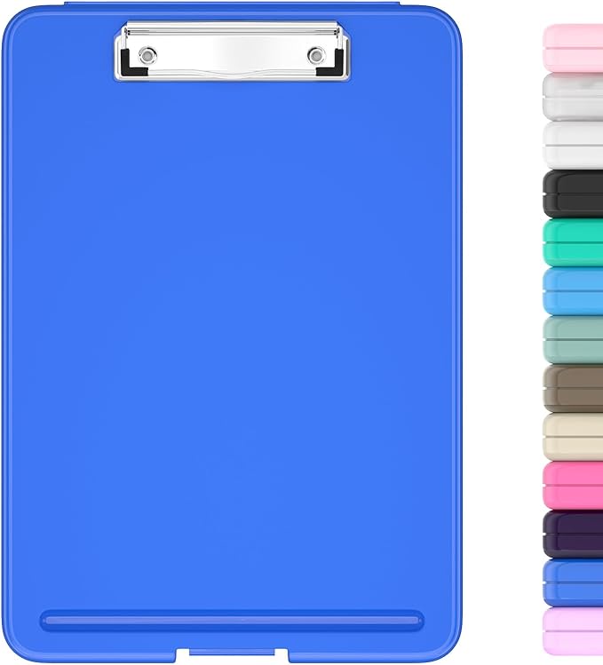 Hongri Clipboard with Storage, 8.5 x 11 Nursing Clip Board Foldable Storage for Nurses, Lawyers, Students, Classroom, Office, School, Size 13.4 x 9.4 X 0.9 in, Dark Blue