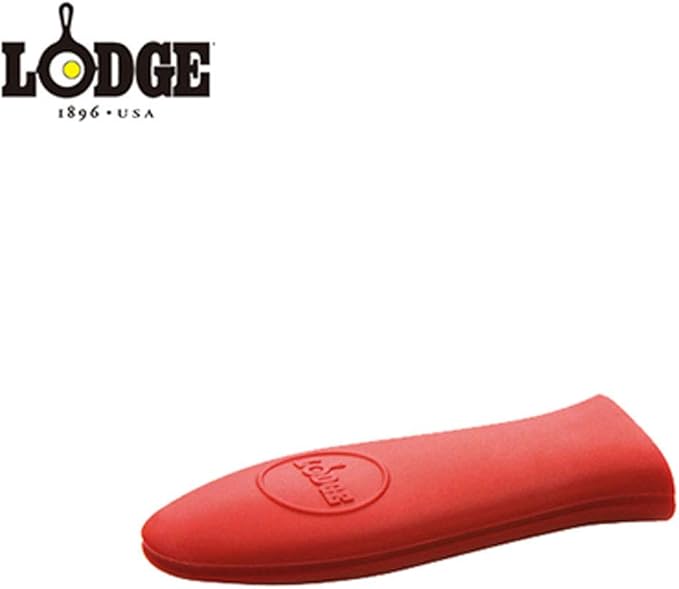Lodge Silicone Mini Hot Handle Holder - Dishwasher Safe Mini Hot Handle Holder Designed for Lodge Cast Iron Skillets 8 Inches or Smaller w Keyhole Handle - Reusable Heat Protection Up to 500 - Red