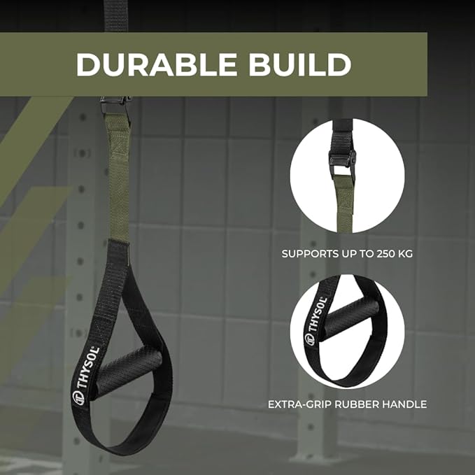 THYSOL Resistance Trainer Pro Xtreme Straps Army Sling Trainer Set with Adjustable Door Anchor Fitness Home Workouts - Suitable for Travelling for Training Indoor Outdoor