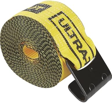 Ultra-Tow 4in. x 30ft. Winch Strap with Flat Hooks, 16,200-Lb. Breaking Strength, 5400-Lb. Working Load, Yellow, Model A818301