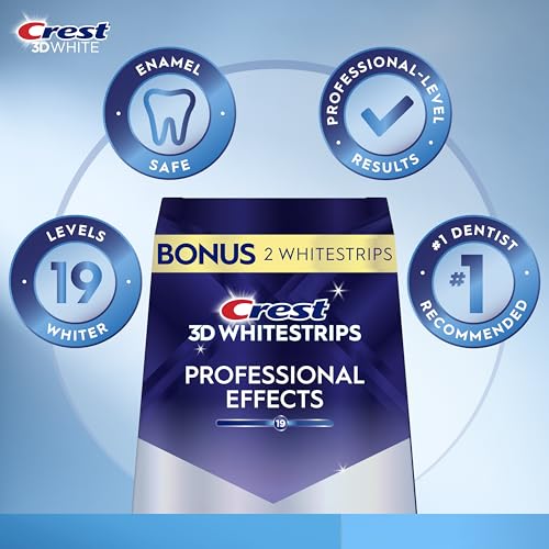 Crest 3D Whitestrips Professional Effects Teeth Whitening Kit, 22 Treatments (20 + 2 Bonus), Each with 1 Upper/1Lower, 44 Strips Crest 3DWhite Teeth Whitening Strips .( Box Damage )