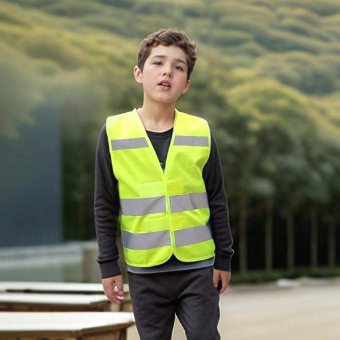 Hi Vis Kids Safety Vest Lightweight,Adjustable Comfy Toddler Safety Vest,Reflective Vest Kids,toddler construction vest for Cycling Running XSY1