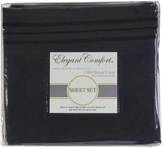 Elegant Comfort 1500 Premier - Wrinkle Resistant - Hotel Quality Ultra Soft Luxurious 4 pcs Bed Sheet Set, Deep Pocket Up to 16" - Many Size and Colors, King, Black