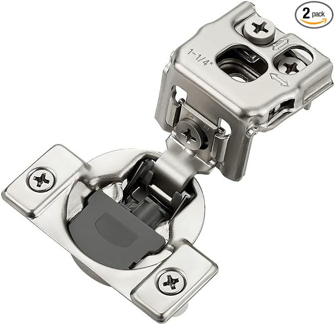 2 Pack 1 Pair 1-14 inch Overlay Soft Close Cabinet Hinges for Kitchen, Stainless Steel Three-Way Adjustable, Concealed Self-Closing Door Hinges