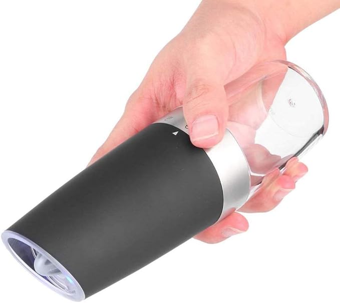 Electric Pepper Grinder,Rechargeable Spice Mills with LED Light with Adjustable Coarseness One Handed Push Button Peppercorn Grinders and Sea Salt Mills for Christmas GiftHousewarming Gift -black