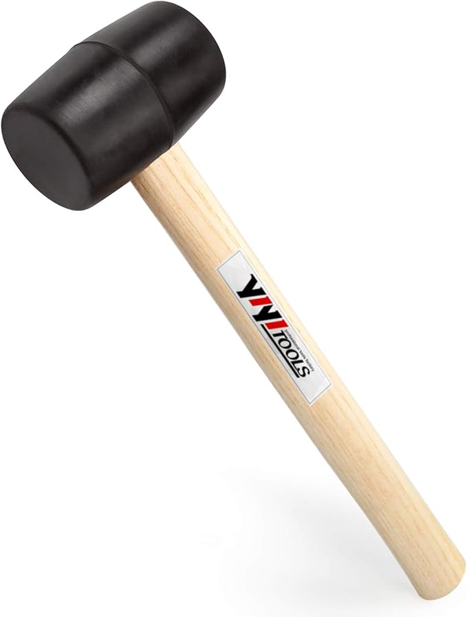 YY-2-005 Rubber Mallet Hammer With Wood HandleAi8-oz, black