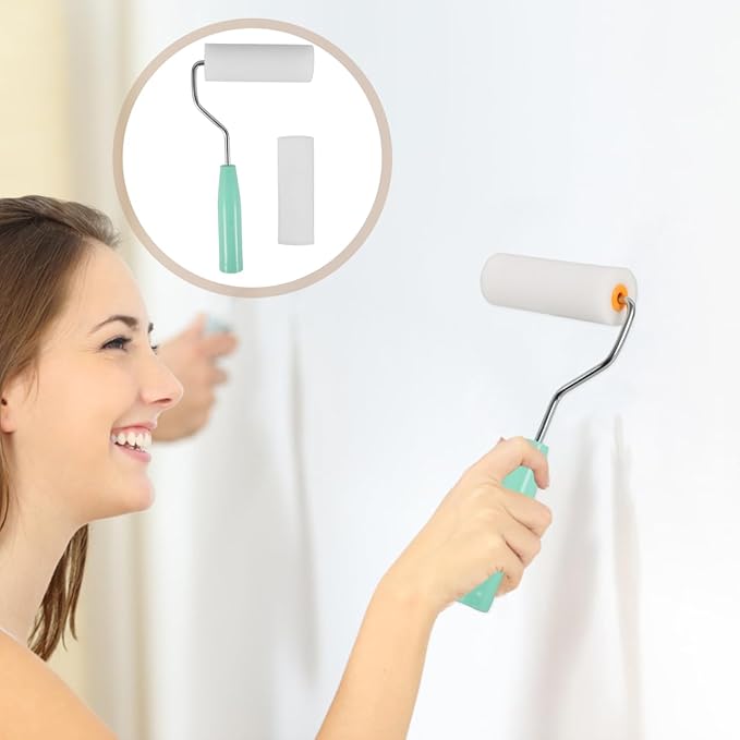 Small Paint Roller Kit: 4 Inch High Density Foam Paint Rollers for Easy Wall Painting and Staining, 1 Foam Rollers Replacement Included