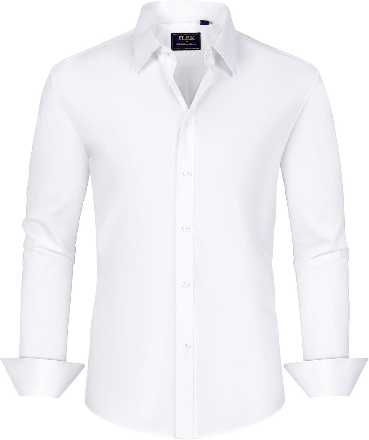 Men's Dress Shirts Stretch Stain Shield Long Sleeve Solid Formal Shirt Business Casual Button Down Shirts