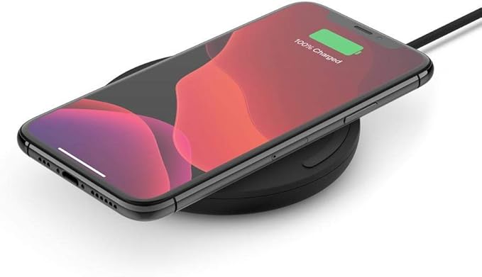 Belkin BoostCharge Wireless Charging Pad 10W (Qi-Certified Fast Wireless Charger for iPhone, Samsung, Google, More) a Black, Wall Adapter Not Included