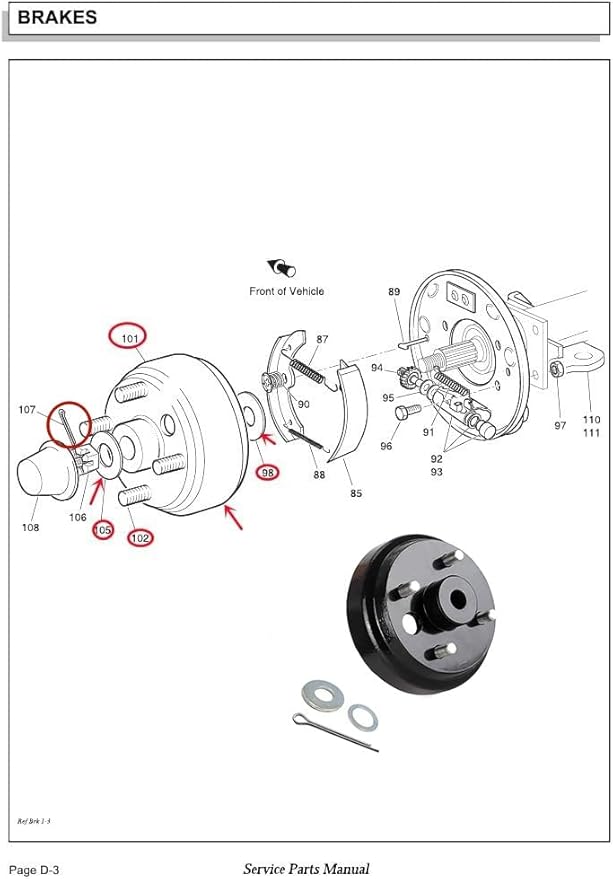 Golf Cart Brake DrumHub Assembly (Electric) for EZGO TXT Golf Carts Replace 19186G1