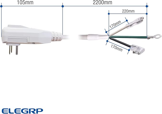 ELEGRP L22615 240V 15A 3600W 14AWG LCDI Power Cord Plug 60Hz NEMA 6-15P for A/C Air Conditioner, E250451 UL Certified, 7.5FT Leakage Current Detection Interrupter Replacement 0661515LY L15615 (1 Pack)