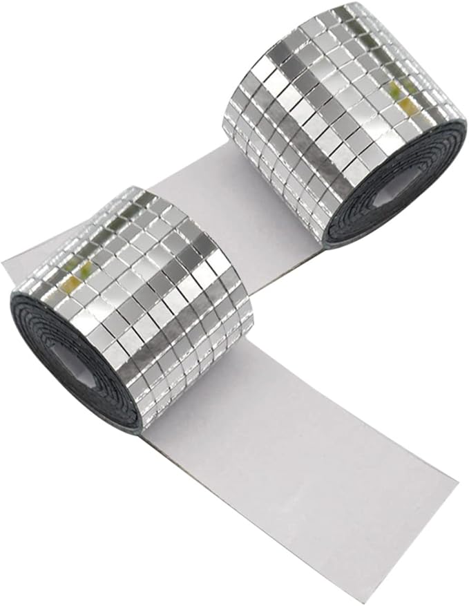 2 Rolls Self Adhesive Mirror Mosaic Decals of Decorative Craft Tiles for Projects Easy to Peel and Stick Durable for Walls Glass and Smooth Surfaces