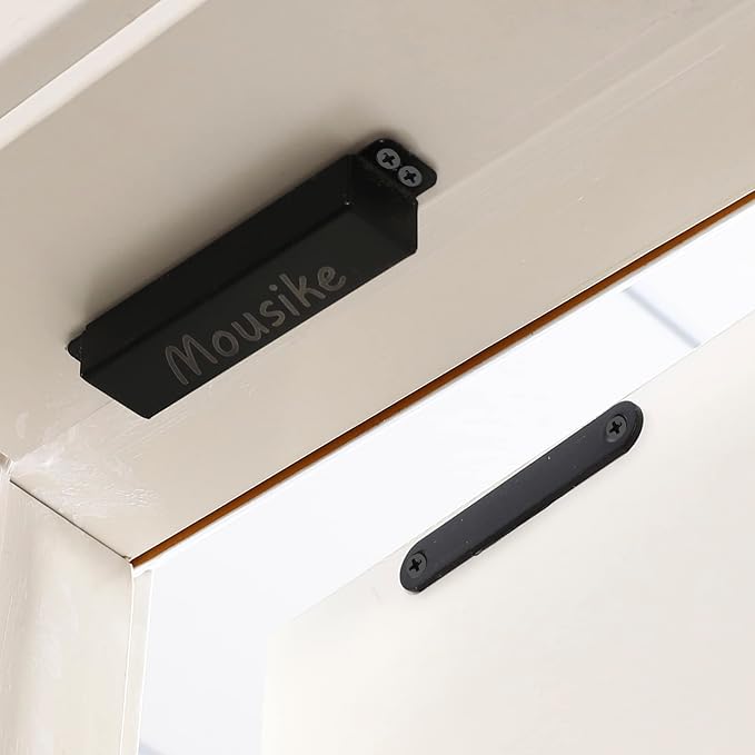 Mousike Magnetic Door Catch Heavy Duty 90lb Door Magnets with Strong Magnetic for Kitchen Cupboard Wardrobe Closet Cabinet Door Drawer Latch (Black 4Pack)