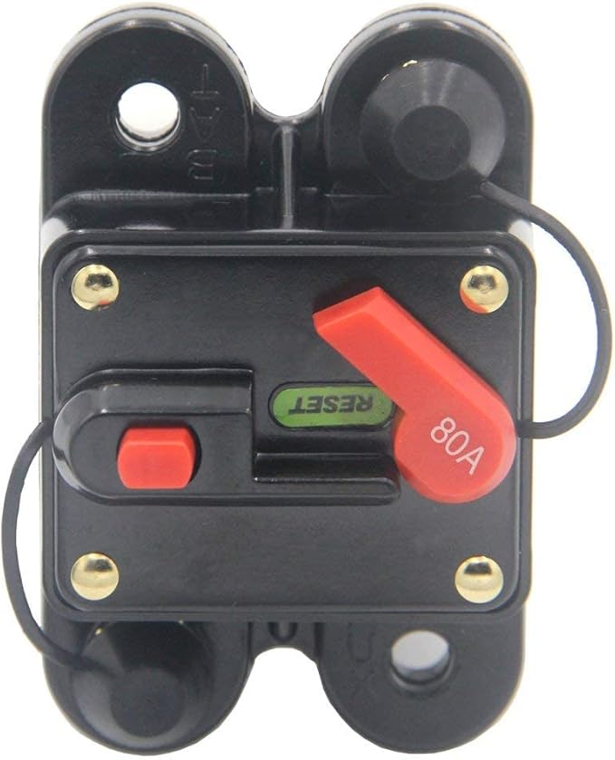 Circuit Breaker 80amp 50A-300A with Manual Reset Home Solar System Fuse Holder for Car Audio and Amps Protection 12V-48V DC Reset Fuse Inverter Replace Fuses