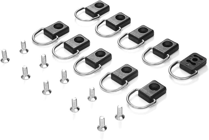 10Pcs Kayak Safety Fitting Boat Fishing Black Rigging D Ring with M6 Screws Used with a Paddle Leash for Canoe Bungee Kit Accessory