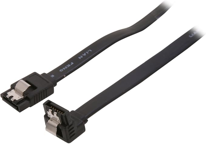 SATA III (SATA 3) Cable Black with Locking Latch Straight to Right Angle 90 Degree Serial ATA 1,5GBs3GBs6GBs Compatible with Sata I and Sata II (45cm) (1pack)