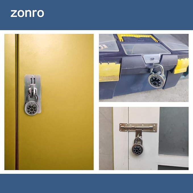 ZonRo Locker Locks 3 Digit Code Standard Dial Combination Padlock 2 inch Wide Pack of 8, Small Travel Luggage for Case Lock Keyless Shackle Lock for Backpack Gym School Locker
