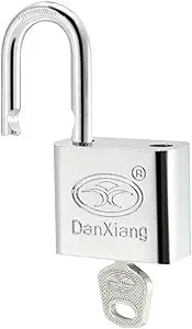 Stainless Steel Padlock - Garden Shackle Locks, Keyed Alike & Chrome Finish, Apply to Backpacks/Storage Boxes (40mm Body Wide, Silver)